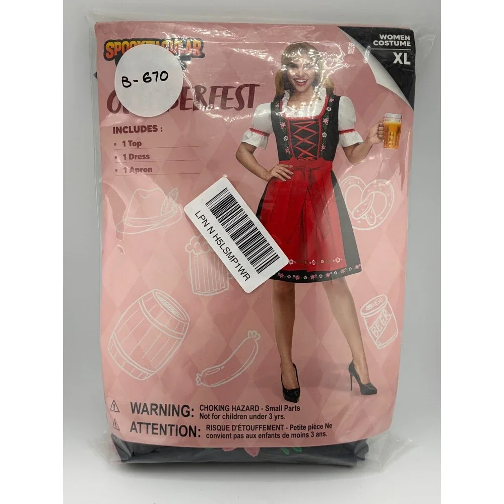 NWT Spooktacular Creations Oktoberfest Costume Women's XL Red Floral Halloween